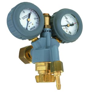 Pressure reducing valves with dynamic pressure gauge for small bottles